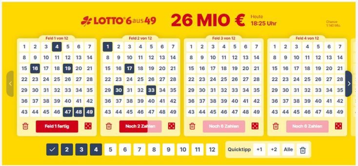 Lottoschein ausfüllen - Die Lottofelder